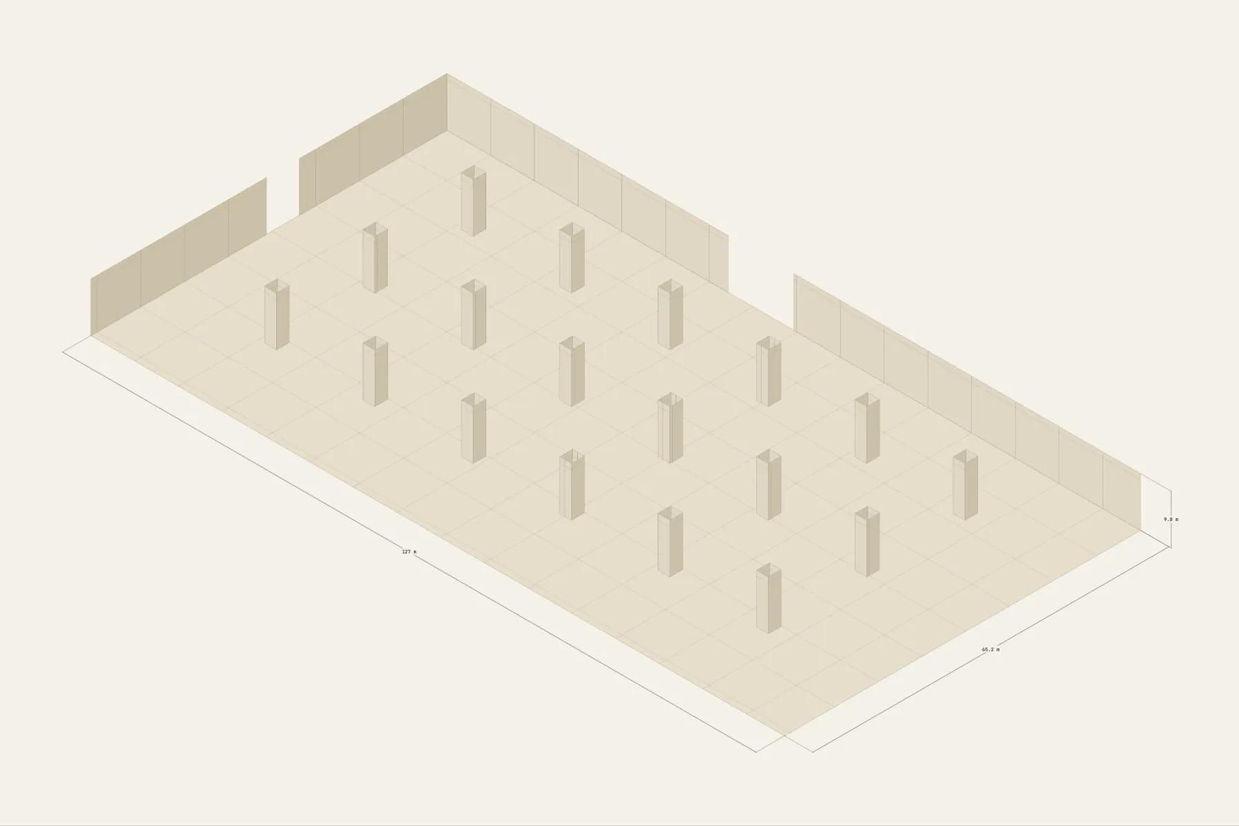 台北南港展覽館1館1F I 區的場地圖(等角配置圖):18 座展場配電室・北側備用貨品出入口・西側參觀入口
